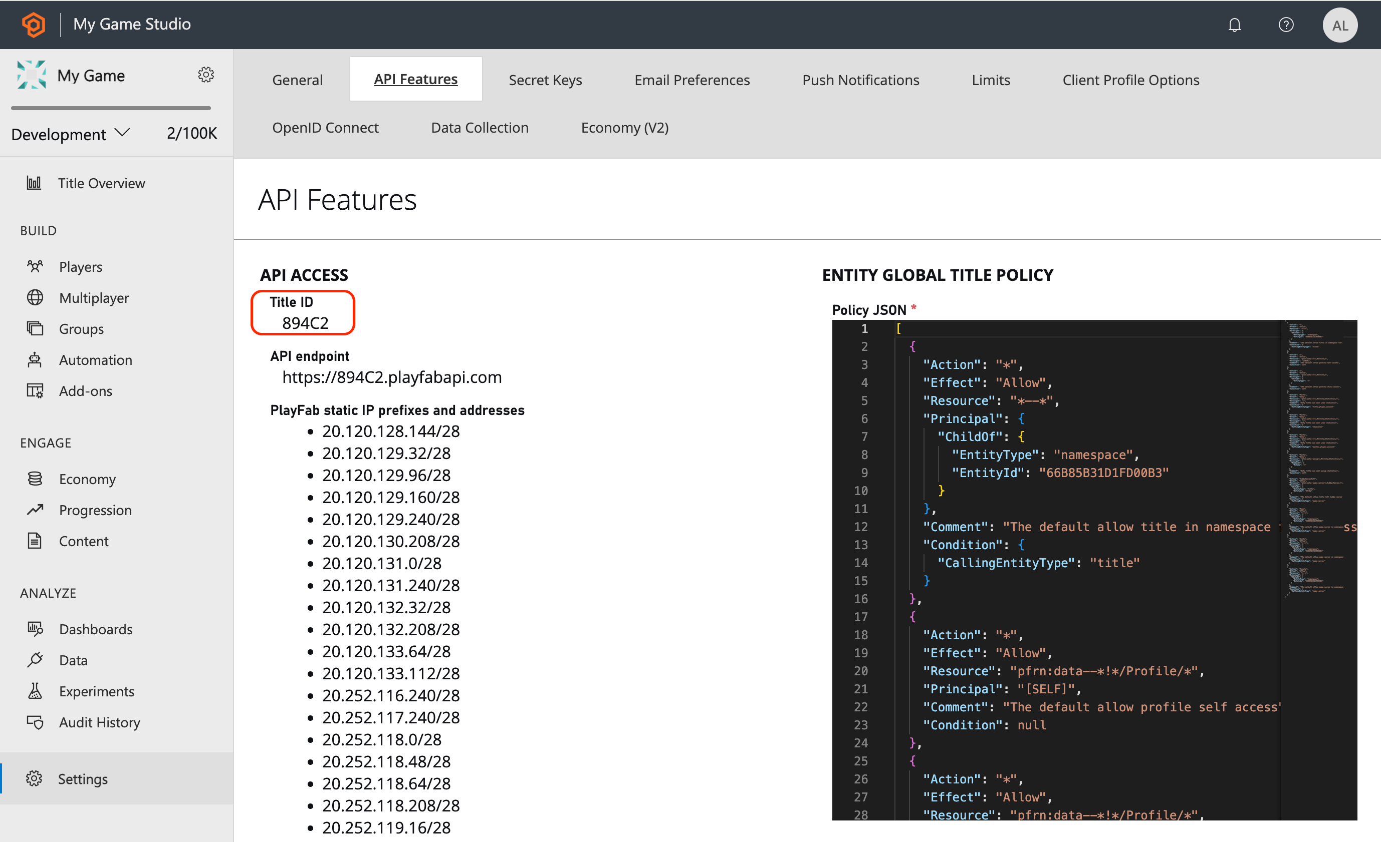 PlayFab Title ID